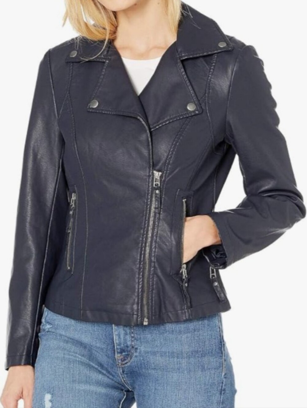 Max Studio NWT Black Faux Leather Moto Jacket Medium Zip Biker Jacket